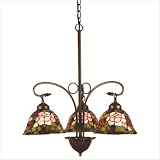 Meyda Tiffany 27418 3-Light Chandelier, Mahogany Bronze Finish with Stained