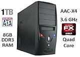 AAC-X4 Desktop Computer - 3.6GHz Quad Core Processor (Bulldozer) 8GB DDR3 RAM 1,000GB (1TB) HDD
