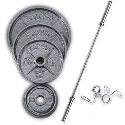 255 Pound Gray Wide-Flanged Olympic Weight Set Plus 42 Pound Bar & Collars