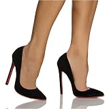 HOTTIE-04, 5 1/4" Sexiest Low Cut Pump Black Velvet Size 8
