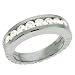 Platinum Channel-Set Round 0.82 Ct Diamond Band Ring - Size 7.0