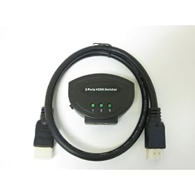 GSI Super Quality Mini 3-Port Smart HDMI v1.3b Switch - Connect 3 HDMI Equipment To TV At the Same Time! - For Plasma, LCD, LED, Blu-Ray, PS3, X-Box, HD-DVD and Satellite Etc. - With 1.5 Ft. HDMI Cable
