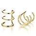 2pcs Gold Color Stainless Steel Ear Cuff Ear Clip Non-Piercing Clip On Earrings for Men and Women