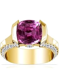 14K Yellow Gold Cushion Cut Pink Sapphire Fana Designer Ring
