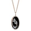 14K Rose Gold Onyx and Diamond Butterfly Pendant with Chain - 2.05 Ct.