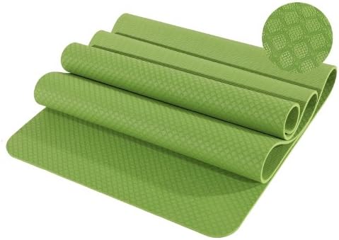 Mzoneplus JINGWEI-WD Pineapple Plaid Yoga Mat TPE With Carry Bag 8mm Thick Grass Green 183 x 61 x 0.8 cm