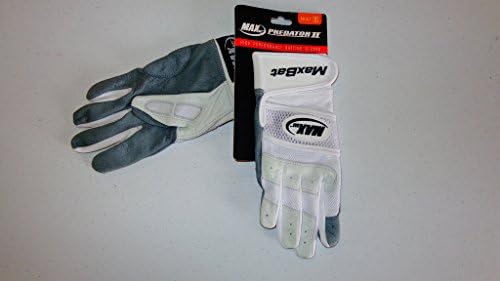 New MAX Bat Predator II High Perfrmce Batting Gloves Adt Small Baseball wht/slvr