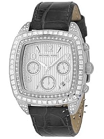 Michael Kors #MK5103 Women's Leather Strap Diamond Accented Chronograph Watch