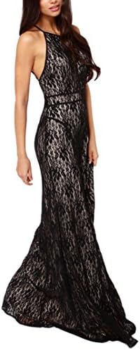 hodooyee Backless Camisole Style Halter Neck Lace Dresses Size XS Wine Red