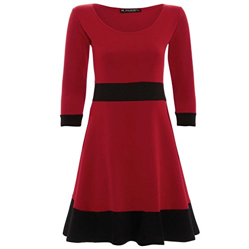 Oops Outlet Women's Contrast Black Panel Flared Franki Skater Dress