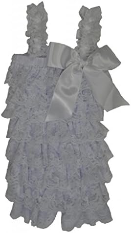 Lilly Bow Peep Baby-Girls Lace Petti Romper Medium White