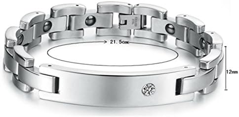 Hytan Titanium Steel Diamond Belt Magnetic Radiation Protection Anti-fatigue Couples Bracelet for Men Women,silver (Men)