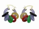 Lavender Jade Looped Hoop Earrings, 14k Gold