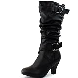 Wild Diva Womens Lala-02 Trendy Round Toe Mid High Boots