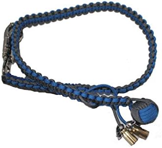 Biker Whip Extreme 36" Grey and Blue Monkey Fist Silver Punisher Skulls .45 Cal