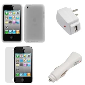 GTMax White USB Car Charger + White USB Home Travel Charger + Clear Silicone Skin Soft Cover Case + LCD Screen Protector for Apple iPod Touch 4th Generation GTMax White USB Car Charger + White USB Home Travel Charger + Clear Silicone Skin Soft Cover Case + LCD Screen Protector for Apple iPod Touch 4th Generation