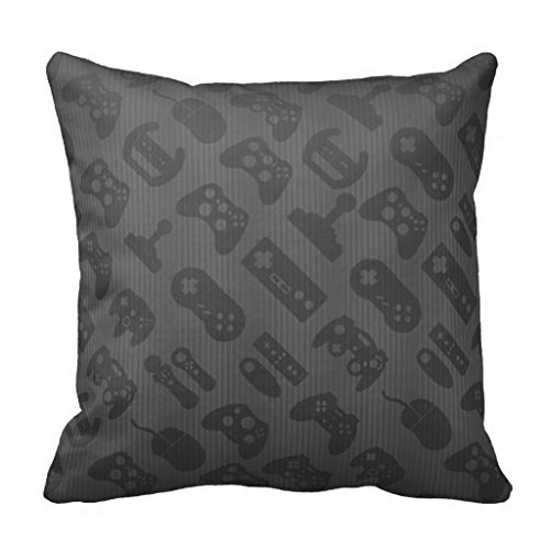 Gamer Pattern Black Pillow Cover 18X18 inches