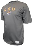 NCAA Men's Lsu Tigers Two-A-Days Short Sleeved Synthetic Tee (Carbon, Small)