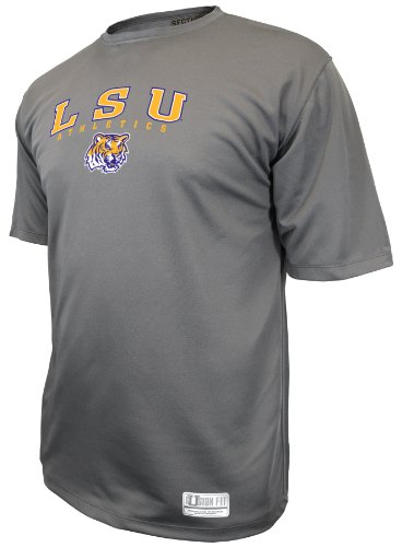 NCAA Men's Lsu Tigers Two-A-Days Short Sleeved Synthetic Tee (Carbon, X-Large)