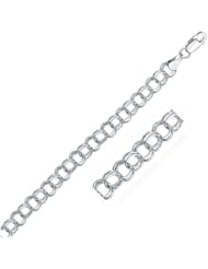 6.0 mm 14K White Gold Solid Double Link Charm Bracelet