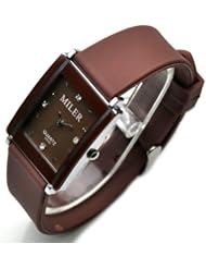 Miler Polyurethane Fashion Crystal Womens Watch Square Dial Display