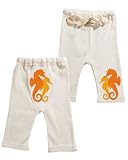 Positively Organic - Happy Tushie Baby Yoga Pants for Infants, 3 - 6 Months, seahorse
