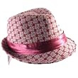 New Diamond Stingy Brim Satin Band Fedora Trilby Hat * Pink * Small / Medium