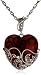 Sterling Silver Marcasite & Garnet Glass Heart Pendant, 18"