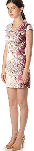Quyi Floral Cotton Saika Polyester Short Qipao Cocktail Party Size 6 White Pink