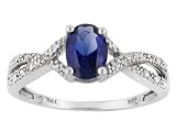 10KT WG 1.00CT LAB CREATED SAPPHIRE AND DIAMOND ACCENT RING