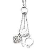 Sterling Silver Love CZ Drop Necklace - 17 Inch
