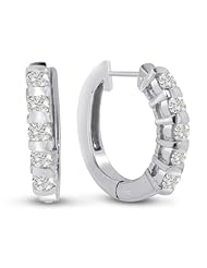 1/2ct Diamond Hoop Cuff Earrings Crafted In Solid 14 Karat White Gold