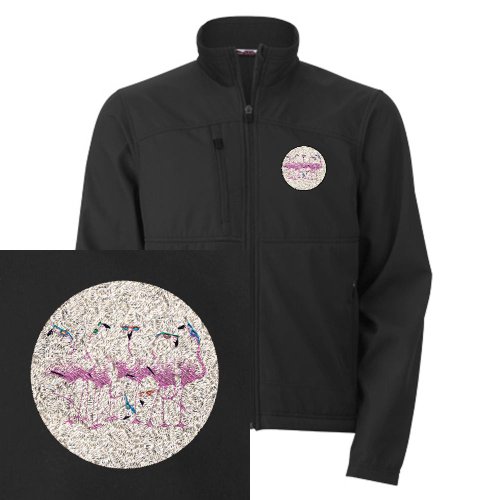 Artsmith, Inc. Men's Embroidered Jacket Cool Flamingos with Sunglasses - Black, Large