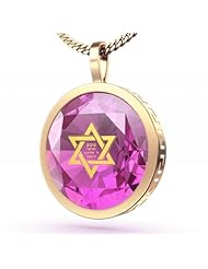 Gold Plated Star of David Necklace with Shema Yisrael Imprinted in 24kt Gold on CZ
