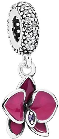 Pandora Orchid with Clear CZ & Purple Enamel Dangle 791554EN69