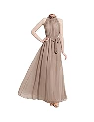 Floor Length Halter Sleeveless Chiffon/Polyester Evening Dress/Maxi Dress  With a Ribbon 