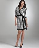 Alfani Dress, Three Quarter Sleeve Printed Wrap