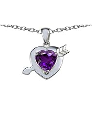 Original Star K (tm) Heart with Arrow Love Pendant with Genuine Amethyst in 925 Sterling Silver