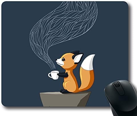 Fox Drinking Tea Design Mouse Pad
