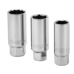 Stanley 85-721 3 8-Inch Drive 6-Point Professional Grade Spark Plug Socket Set, 3-Piece by Stanley