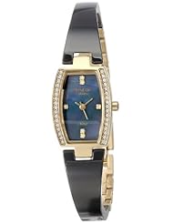 Armitron Womens 75/5143JMGPBK Swarovski Crystal Accented Gold-Tone Black Ceramic Bangle Watch