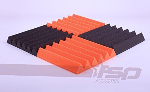 12x12x2 (12 Pack) Orange/Charcoal Acoustic Wedge Sound Proofing/Treating Studio Foam Tiles