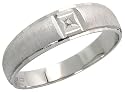 10K White Gold Men's Solitaire Ring, w/ Brilliant Cut Diamond, 1/4" (6mm) wide