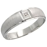 10K White Gold Mens Solitaire Ring, w/ Brilliant Cut Diamond, 1/4" (6mm) wide
