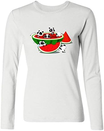 Housety Women's Watermelon Anime Panda Cute Art Design Long Sleeve Cotton T