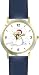 Snowman or Snow man with Scarf Christmas Theme - WATCHBUDDY&reg; DELUXE TWO-TONE THEME WATCH - Arabic Numbers - Blue Leather Strap-Size-Large ( Men's Size or Jumbo Women's Size )