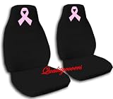 2 black with sweet pink ribbon car seat covers for a 2000 Honda Civic.