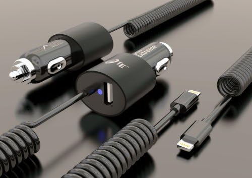 Turbo Extreme® High-Performance Rapid Charge 18W - 3.4A USB Car Charger with Built-in Lightning Adapter for Apple Devices / Features Long 8 Ft. Cord / Charge iPhone 5, iPhone 5S, iPhone 5C, iPod Touch (5th generation), iPod Nano (7th generation), iPad Mini, iPad (4th generation) and iPad Air / Use a USB Cable to Charge Most USB Powered Devices and Smartphones; Including Samsung Galaxy S4, S3, S2, Galaxy Exhibit 4G, Mega 6.3, Legend, LG G2, Galaxy Note 3, Note 2, Nokia Lumia 521 Kindle, HTC One, Nexus 5, 7, Droid, Motorola Razr Maxx, HD, Blackberry and more (Black)