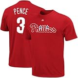 Majestic Hunter Pence Philadelphia Phillies #3 Player Jersey T-Shirt - Red (Small)