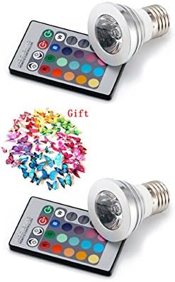 Ali Huang(TM) 3w E27 RGB Color Changing Light Bulb with Remote- Pack of 2